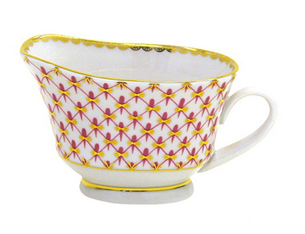 Lomonosov Porcelain Gravy Boat Red Net 6.76 fl.oz/200 ml