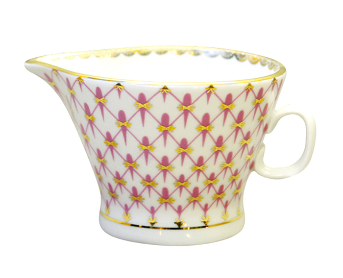 Lomonosov Porcelain Gravy Boat Red Net 5.1 fl.oz/150 ml