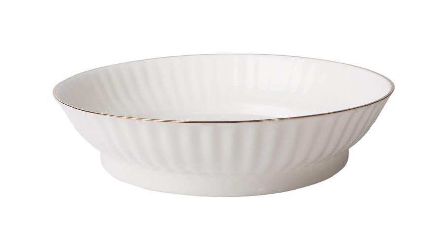 Porcelain Cake Сookie Biscuit Pastry Dish Wave Golden Edge 6.7"