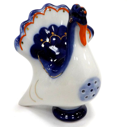 Salt Pepper Shaker Cobalt Turkey Lomonosov Porcelain