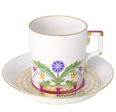 Porcelain Coffee Set Cup and Saucer Moscow River 7.4 oz/220 ml