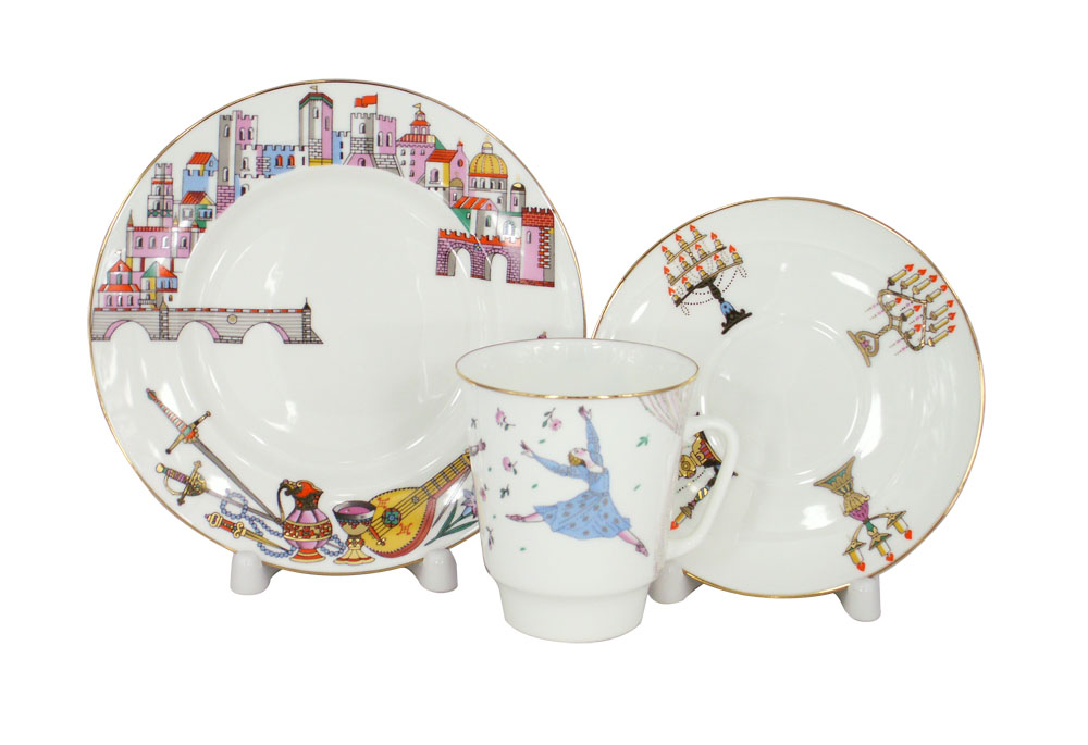 Lomonosov Porcelain Bone China Cup Set 3 pc May Romeo & Juliet 5.6 oz 