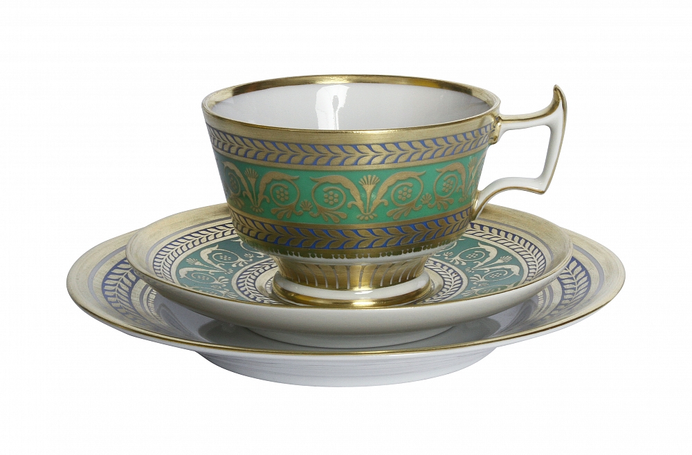 Lomonosov Porcelain Espresso Coffee Cup Set 3 pc Golden 6.8 oz/200 ml
