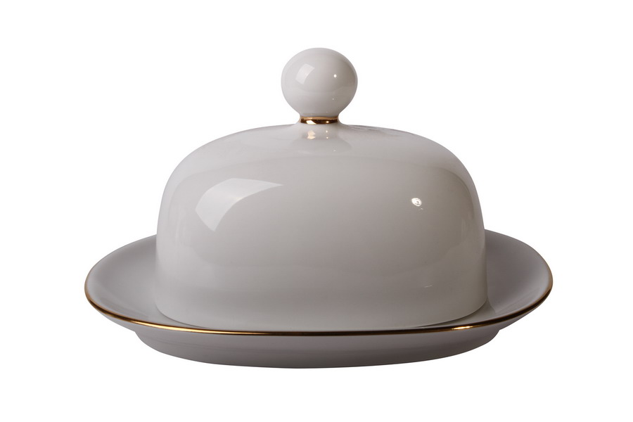 Butter Holder Dish Golden Ribbon Lomonosov Porcelain