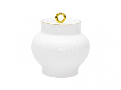 Lomonosov Porcelain Sugar Bowl Wave Golden Edge 13.9 oz/390 ml