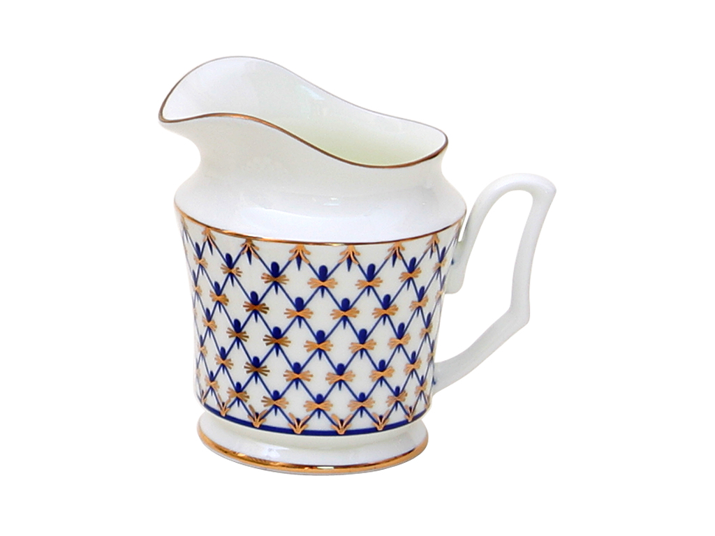 Lomonosov Porcelain Creamer Cobalt Net Yulia 4.1 fl.oz/120 ml Bone China