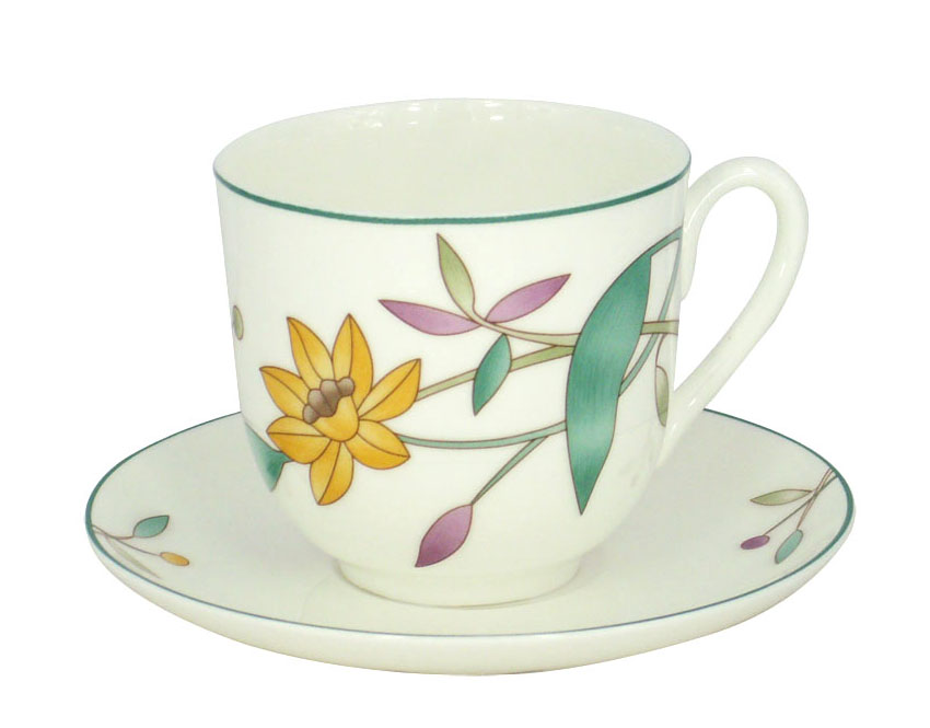 Lomonosov Bone China Cup and Saucer Carnation & Daffodil 6 oz/180ml