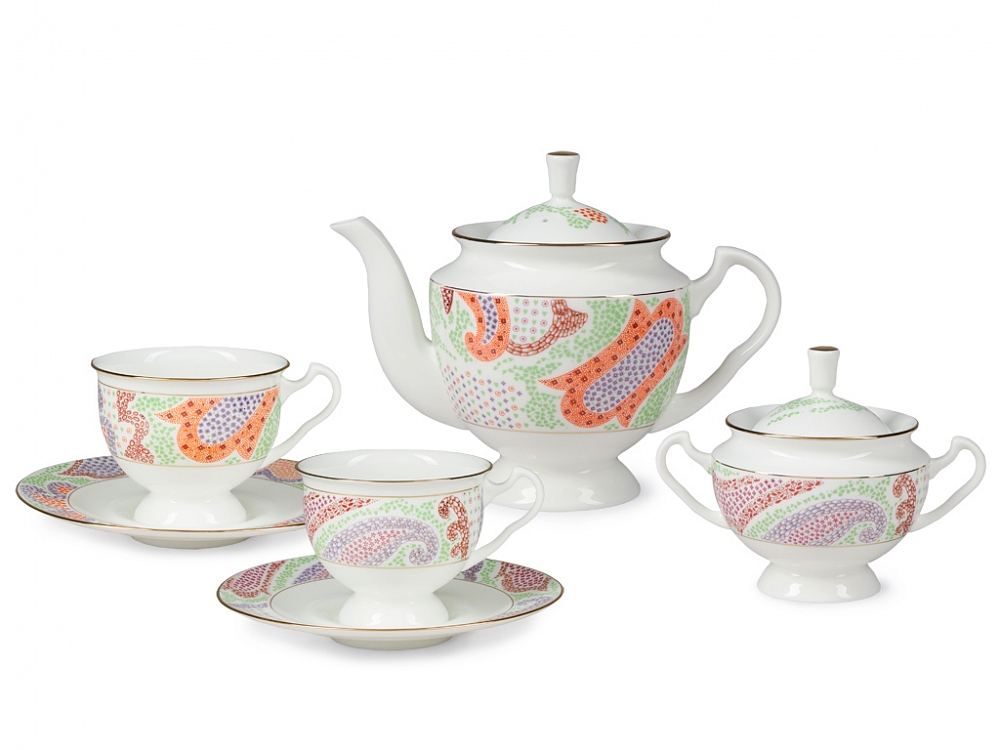 Lomonosov Porcelain Bone China Tea Set 6/14 Marietal 