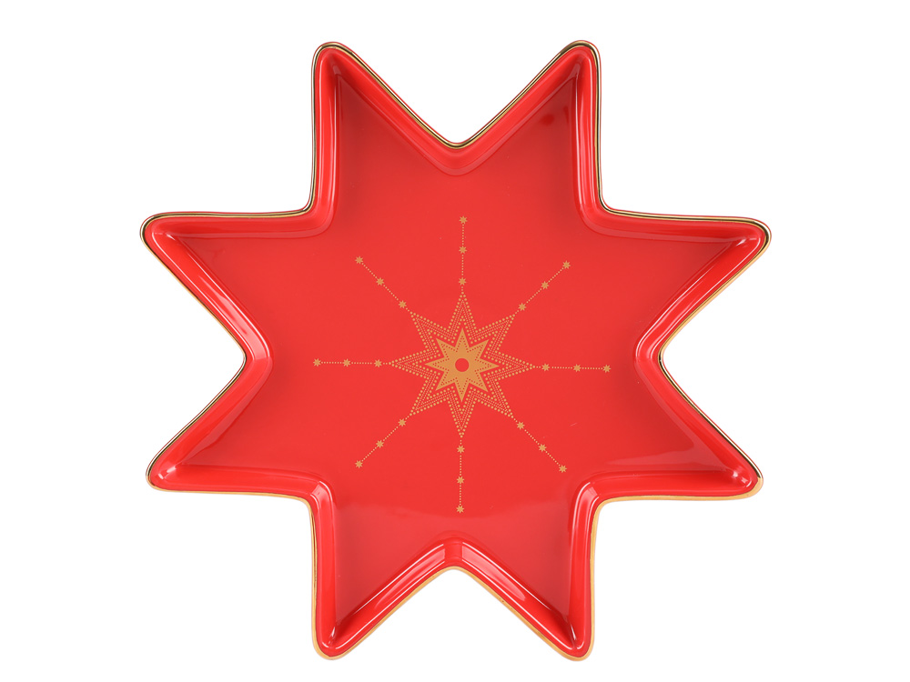 Lomonosov Porcelain Star Serving Platter Dish Set Scarlet 2 pc