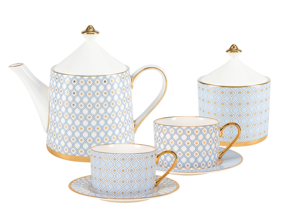 Bone China Porcelain Tea Set Service Azure 10 pc for 4