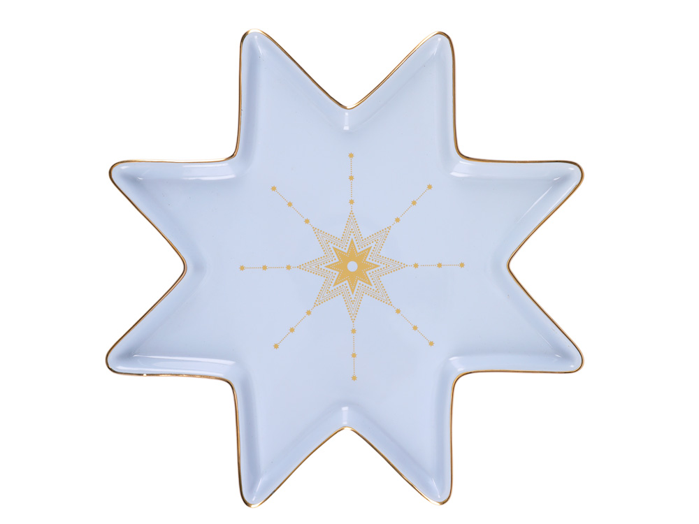 Lomonosov Porcelain Star Serving Platter Dish Set Azure 2 pc