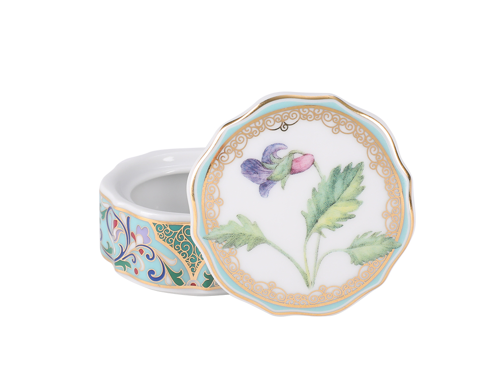 Lomonosov Porcelain Treasure Jewellery Round Box Violet
