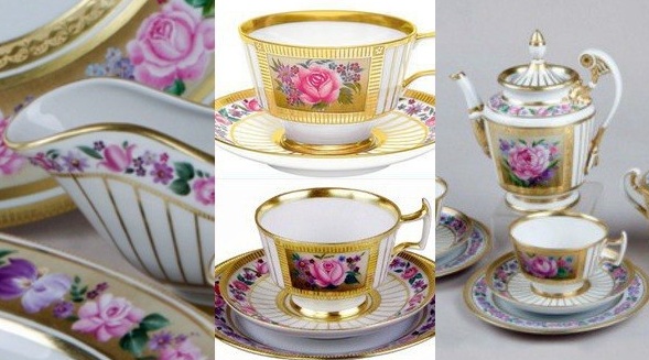 Lomonosov Imperial Porcelain Dinner Set Alexandria Memories 24-pieces