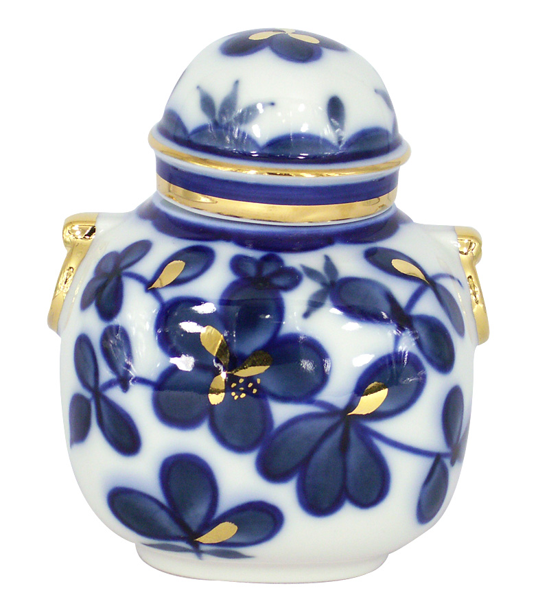 Lomonosov Porcelain Tea Caddy Ring Cobalt Garden 11.8 oz/350 ml