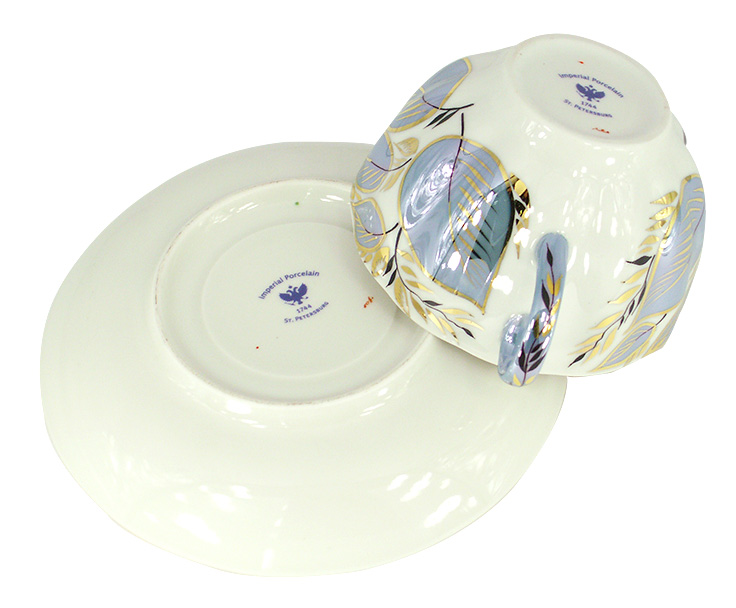  Lomonosov Porcelain Tea Set Cup and Saucer Tulip Moonlight 8.45 oz/250 ml