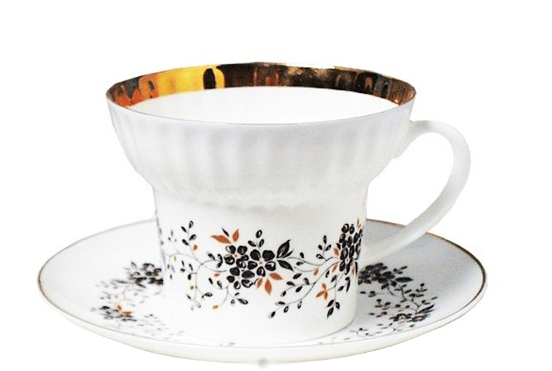 Porcelain Bone China Wave Tea Set Cup and Saucer Tiny Branches