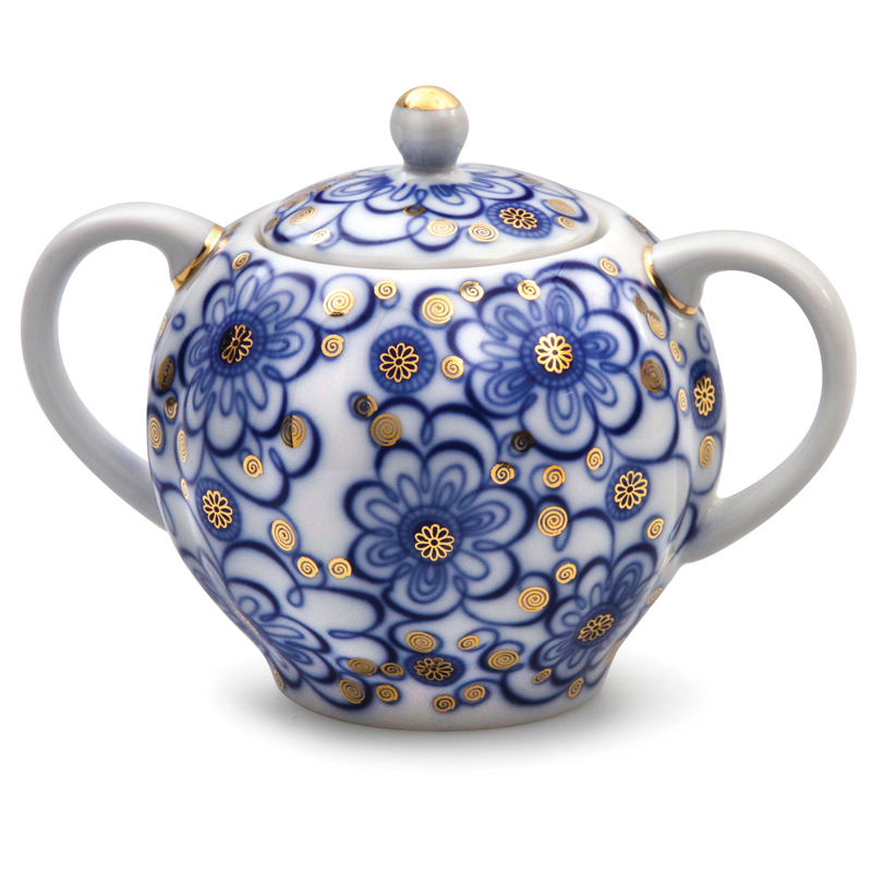 Lomonosov Porcelain Sugar Bowl Tulip Bindweed 15 oz/450 ml