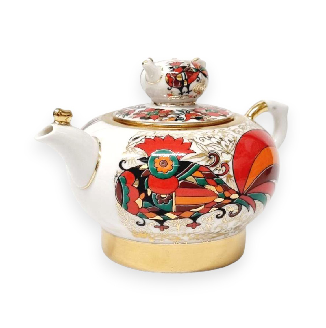 Lomonosov Porcelain Tea Pot Family Red Rooster 1 Cup 8.5 oz/250 ml