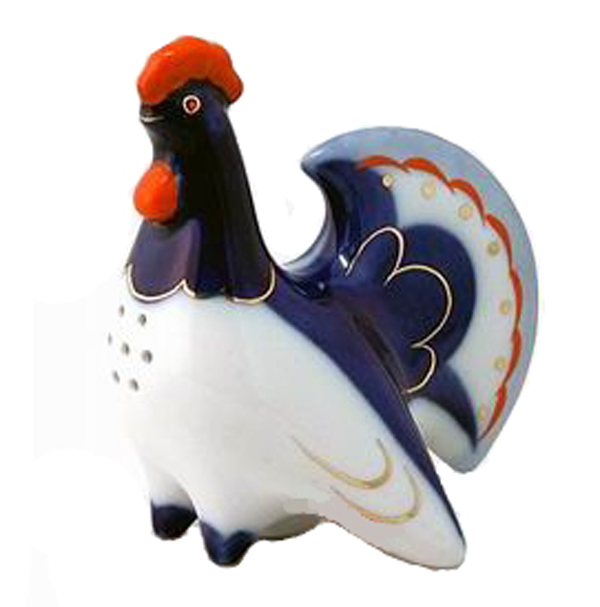 Salt Pepper Shaker Cobalt Rooster Lomonosov Porcelain
