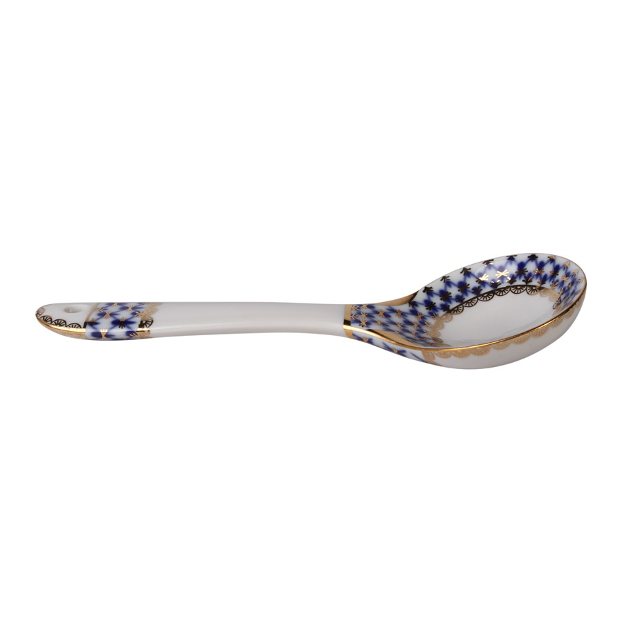Lomonosov Porcelain Souvenir Decorative Spoon Cobalt Net