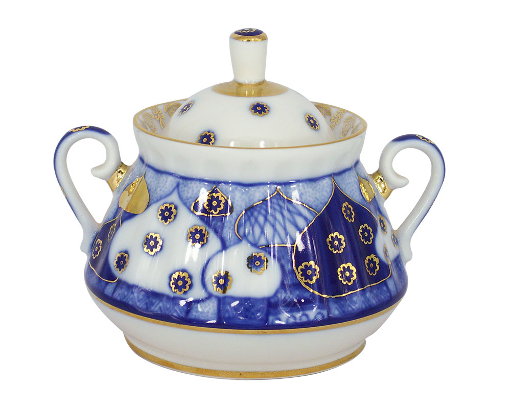 Lomonosov Porcelain Sugar Bowl Church Bells 10 oz/300 ml