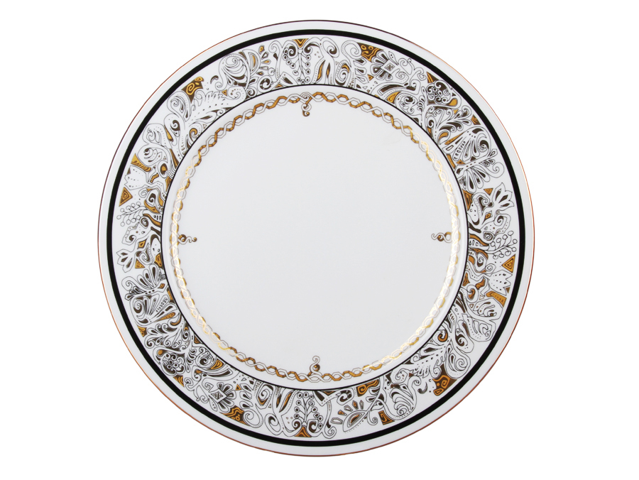 Lomonosov Porcelain Dinner Plate Cake Russian Modern 12.6"/320 mm